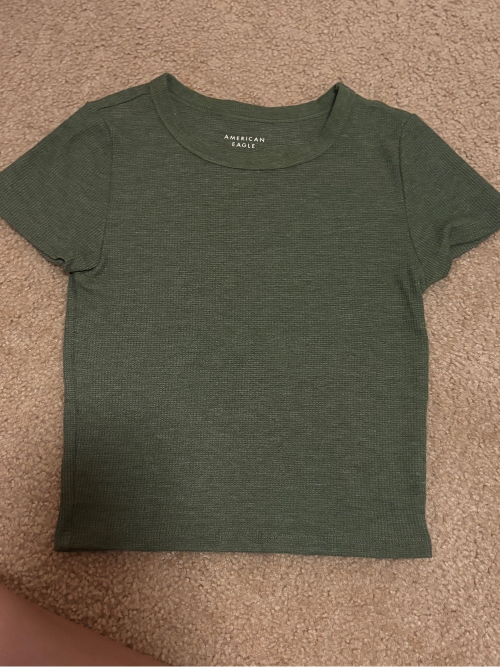 American Eagle Outfitters Olive Ribbed Short Sleeve Tee